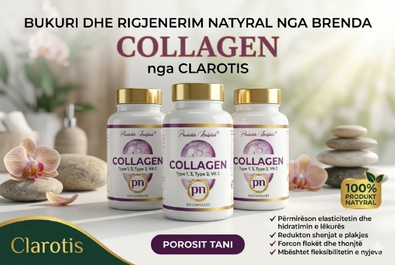 COLLAGEN Complex + Vitamina C nga Clarotis, collagen kapsula, suplement kolagjen, collagen complex, vit c kolagjen, shendet lekure, kapsula kolagjeni per rinim, produkte natyrale, collagen suplement shqiperi, suplement bukurie natyral