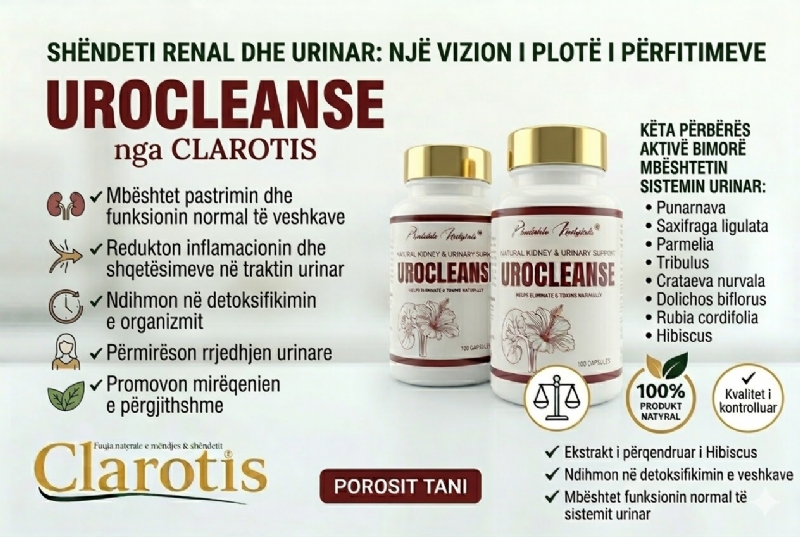 UROCLEANSE kapsula per pastrim urinim nga Clarotis, suplement natyral detox, veshka dhe trakt urinar, kapsula per funksion renal, pastrim organizmi natyral, suplement per shendet, kapsula per mireqenie, detox kapsula, produkt per shendet